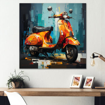 Pop Art Scooter Commute - Scooter Canvas Wall Art